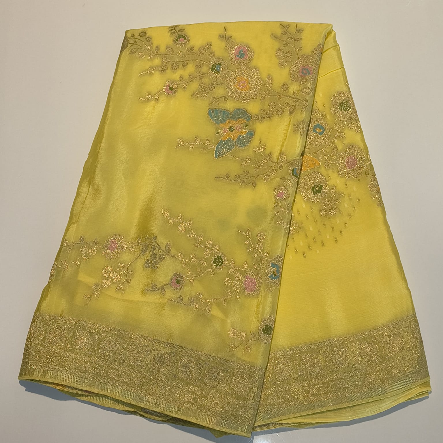 Georgette Allover Yellow Saree