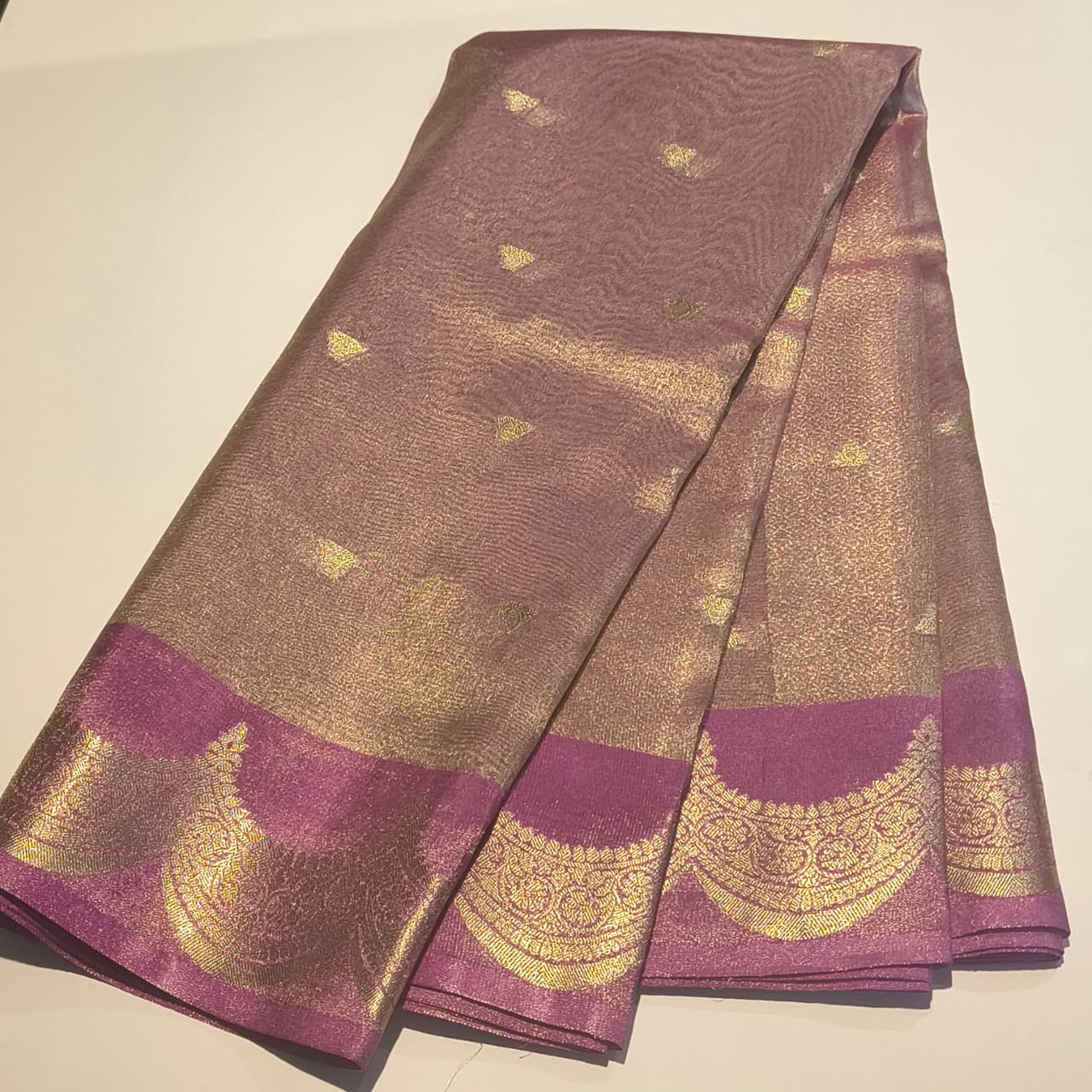 Tissue pink raw mango Saree