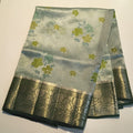 Fancy Patch Work Light Green Saree