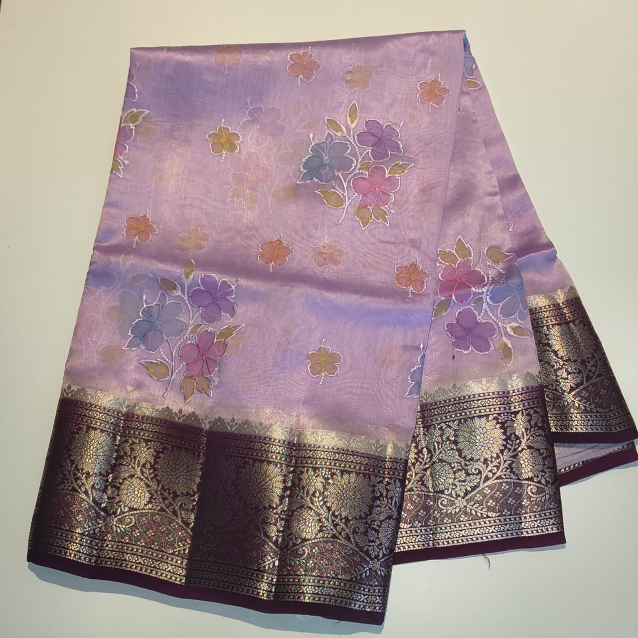 Fancy Patch Work Lavender Saree